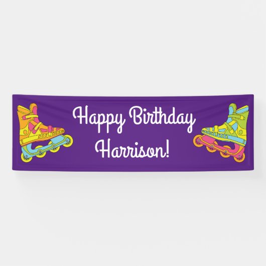 Roller Blades Schaatsen verjaardagsfeestje Spandoek (Horizontaal)