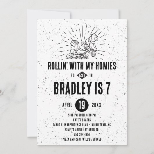 Roller Blading Birthday Party Invitation Kaart (Voorkant)