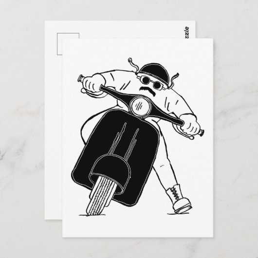 Roller Born to be Wild Scooter Zeichnung Briefkaart (Voorkant / Achterkant)