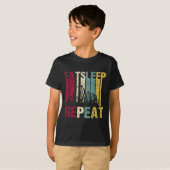 Roller Coaster Eat Sleep Repeat Retro Silhouette T-shirt (Voorkant volledig)