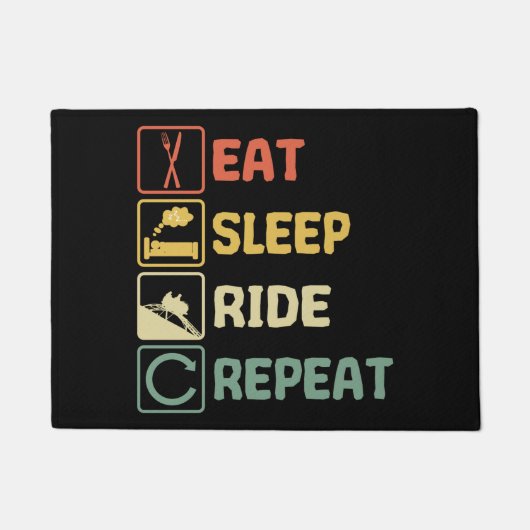 Roller coaster Eat Sleep Ride Repeat Retro Funny Deurmat (Voorkant)