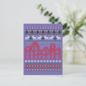 Roller Coaster Scene Ugly Christmas Sweater Briefkaart (Staand voorkant)