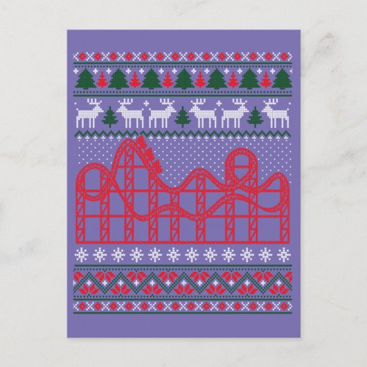 Roller Coaster Scene Ugly Christmas Sweater Briefkaart (Voorkant)