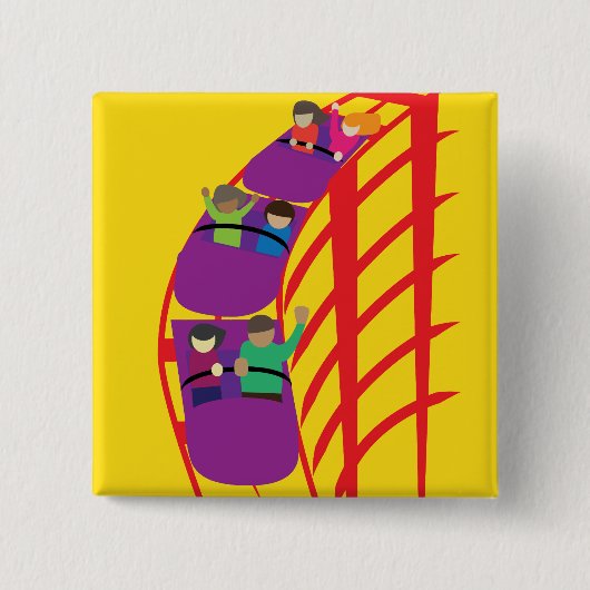 Roller Coaster Upclose Vierkante Button 5,1 Cm (Voorkant)
