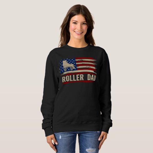  Roller Dad American USA Flag Sports Schaats Trui (Voorkant volledig)
