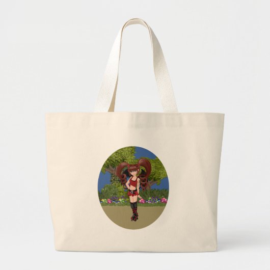 Roller Derby Anime Fairy Skating Grote Tote Bag (Voorkant)