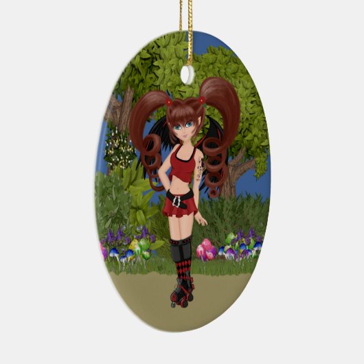 Roller Derby Anime Fairy Skating Keramisch Ornament (Rechts)