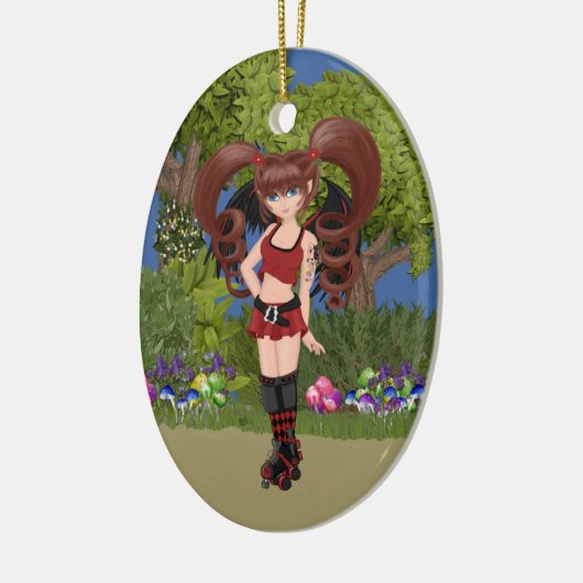 Roller Derby Anime Fairy Skating Keramisch Ornament (Links)
