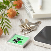 Roller Derby Chick (groen) Sleutelhanger (Zijkant)