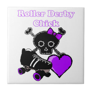 Roller Derby Chick (Paars) Tegeltje