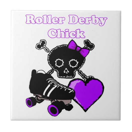 Roller Derby Chick (Paars) Tegeltje (Voorkant)