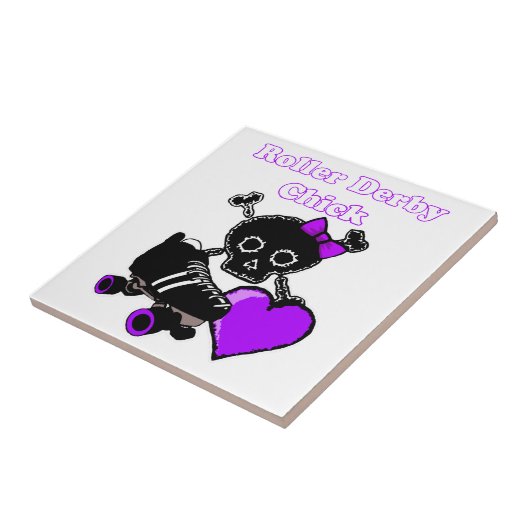 Roller Derby Chick (Paars) Tegeltje (Zijkant)