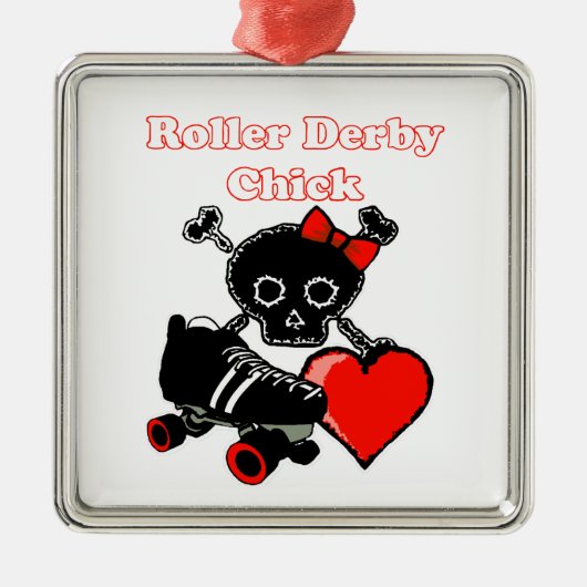 Roller Derby Chick (rood) Metalen Ornament (Voorkant)