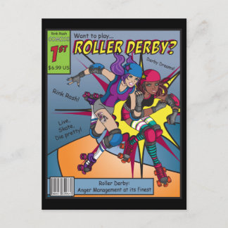 Roller Derby Comic Briefkaart