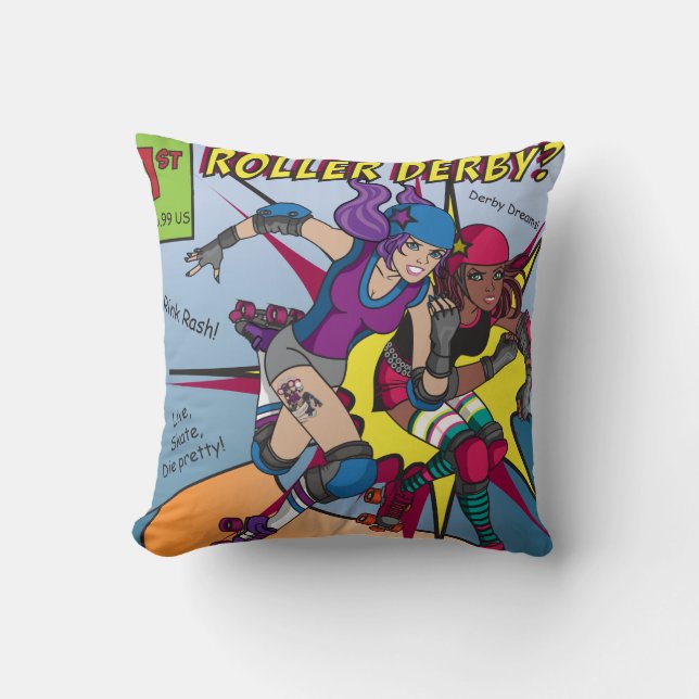 Roller Derby Comic Pillow Kussen (Voorkant)