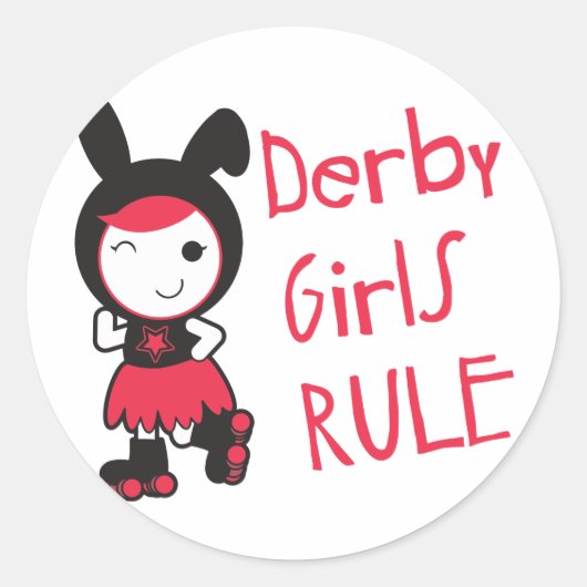 Roller Derby - Derby Girls Rule Ronde Sticker (Voorkant)