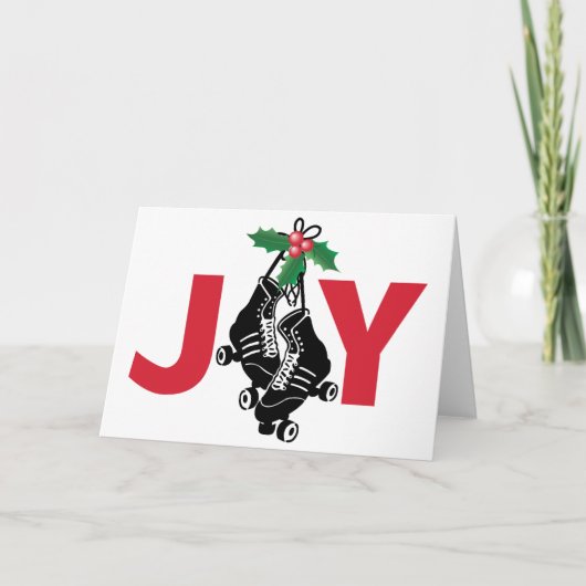 Roller Derby Girl, kerstschaatsen met Holly Feestdagen Kaart (Voorkant)