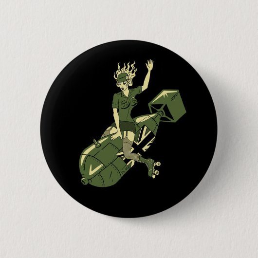 Roller Derby Girl Ronde Button 5,7 Cm (Voorkant)