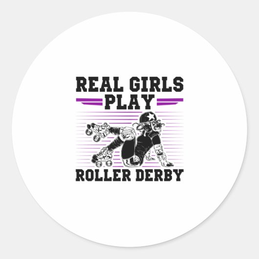 Roller Derby Girl Ronde Sticker (Voorkant)
