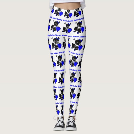 Roller Derby Heart (blauw) Leggings (Voorkant)