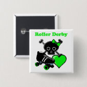 Roller Derby Heart (groen) Vierkante Button 5,1 Cm (Voorkant /achterkant)