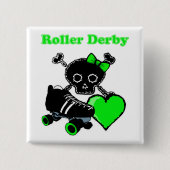 Roller Derby Heart (groen) Vierkante Button 5,1 Cm (Voorkant)