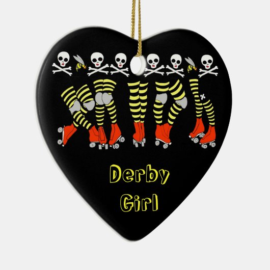 Roller Derby Heart Kerstversier Keramisch Ornament (Rechts)