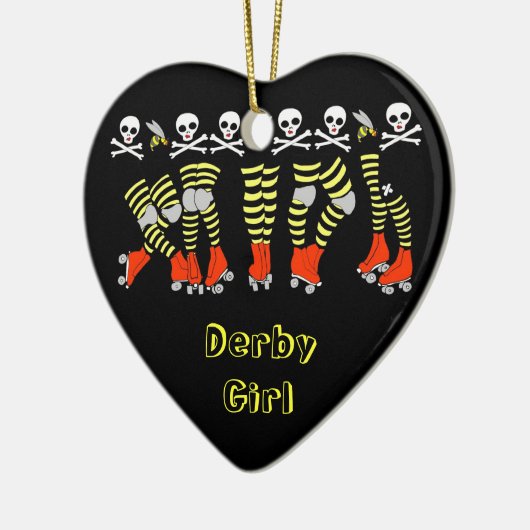 Roller Derby Heart Kerstversier Keramisch Ornament (Links)