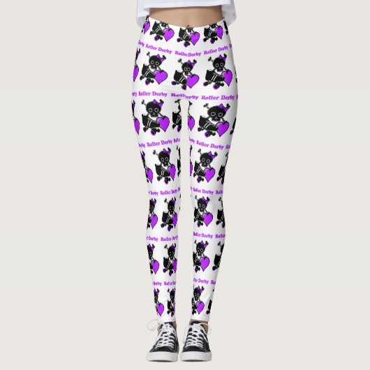 Roller Derby Heart (Paars) Leggings (Voorkant)