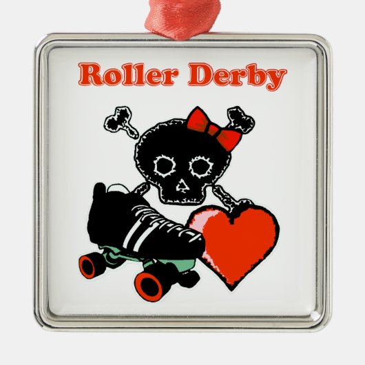 Roller Derby Heart (rood) Metalen Ornament (Voorkant)