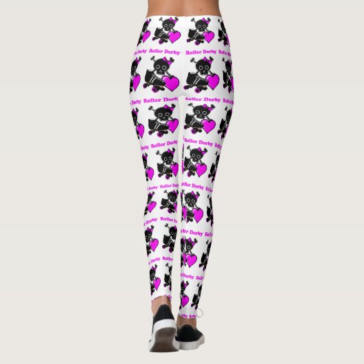Roller Derby Heart (roze) Leggings (Achterkant)