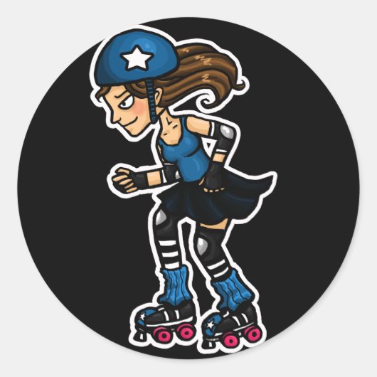Roller Derby Jammer Ronde Sticker (Voorkant)