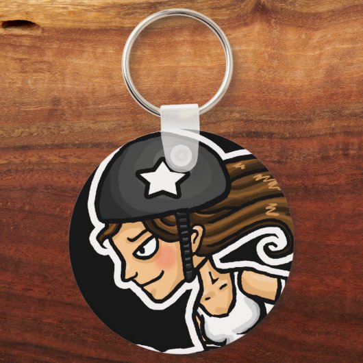 Roller Derby Jammer zwart-wit Sleutelhanger (Voorkant)