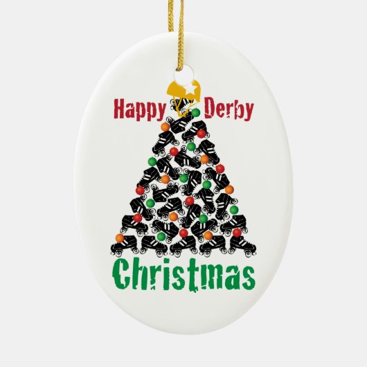 Roller Derby Kerstmis, Roller Skating Keramisch Ornament (Achterkant)