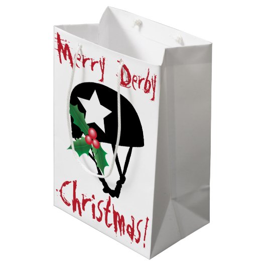 Roller Derby Kerstmis, Roller Skating Medium Cadeauzakje (Voorkant Gekanteld)