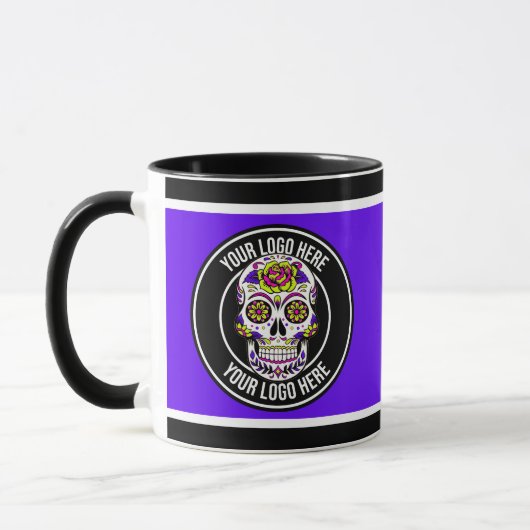 Roller Derby Logo Paars Zwart Teamnaam Uniform Mok (Links)