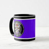 Roller Derby Logo Paars Zwart Teamnaam Uniform Mok (Voorkant links)