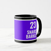 Roller Derby Logo Paars Zwart Teamnaam Uniform Mok (Voorkant rechts)