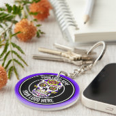 Roller Derby Logo Paars Zwart Teamnaam Uniform Sleutelhanger (Voorkant Rechts)