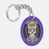 Roller Derby Logo Paars Zwart Teamnaam Uniform Sleutelhanger (Voorkant Links)