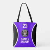 Roller Derby Logo Paars Zwart Teamnaam Uniform Tote Bag (Achterkant)