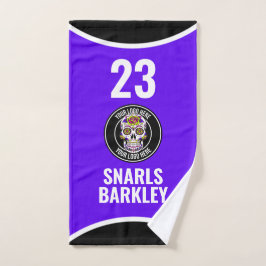 Roller Derby Logo Purple Black Team Name Uniform Handdoek