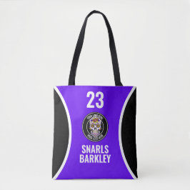 Roller Derby Logo Purple Black Team Name Uniform Tote Bag
