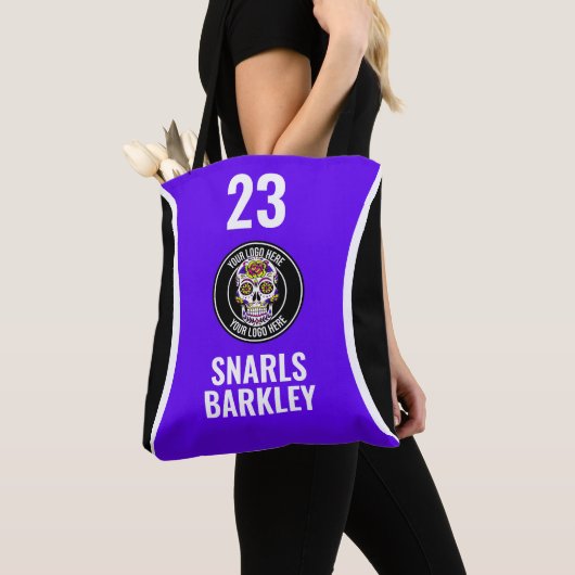 Roller Derby Logo Purple Black Team Name Uniform Tote Bag (Dichtbij)