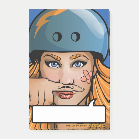 Roller Derby Mustache Girl Comic Book post-its Post-it® Notes (Voorkant)