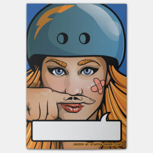 Roller Derby Mustache Girl Comic Book post-its Post-it® Notes