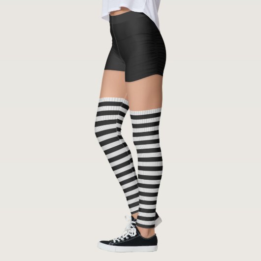 Roller Derby Naam Zwart Shorts Gestreepte Sokken Leggings (Links)