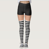 Roller Derby Naam Zwart Shorts Gestreepte Sokken Leggings (Voorkant)