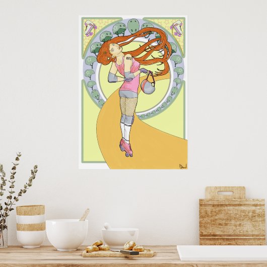 Roller Derby Nouveau Poster (Keuken)