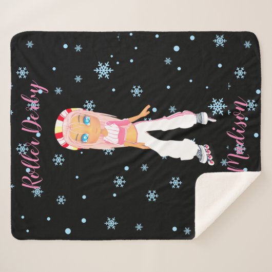 Roller Derby Personalized Sherpa Blanket Deken (Voorkant (horizontaal))